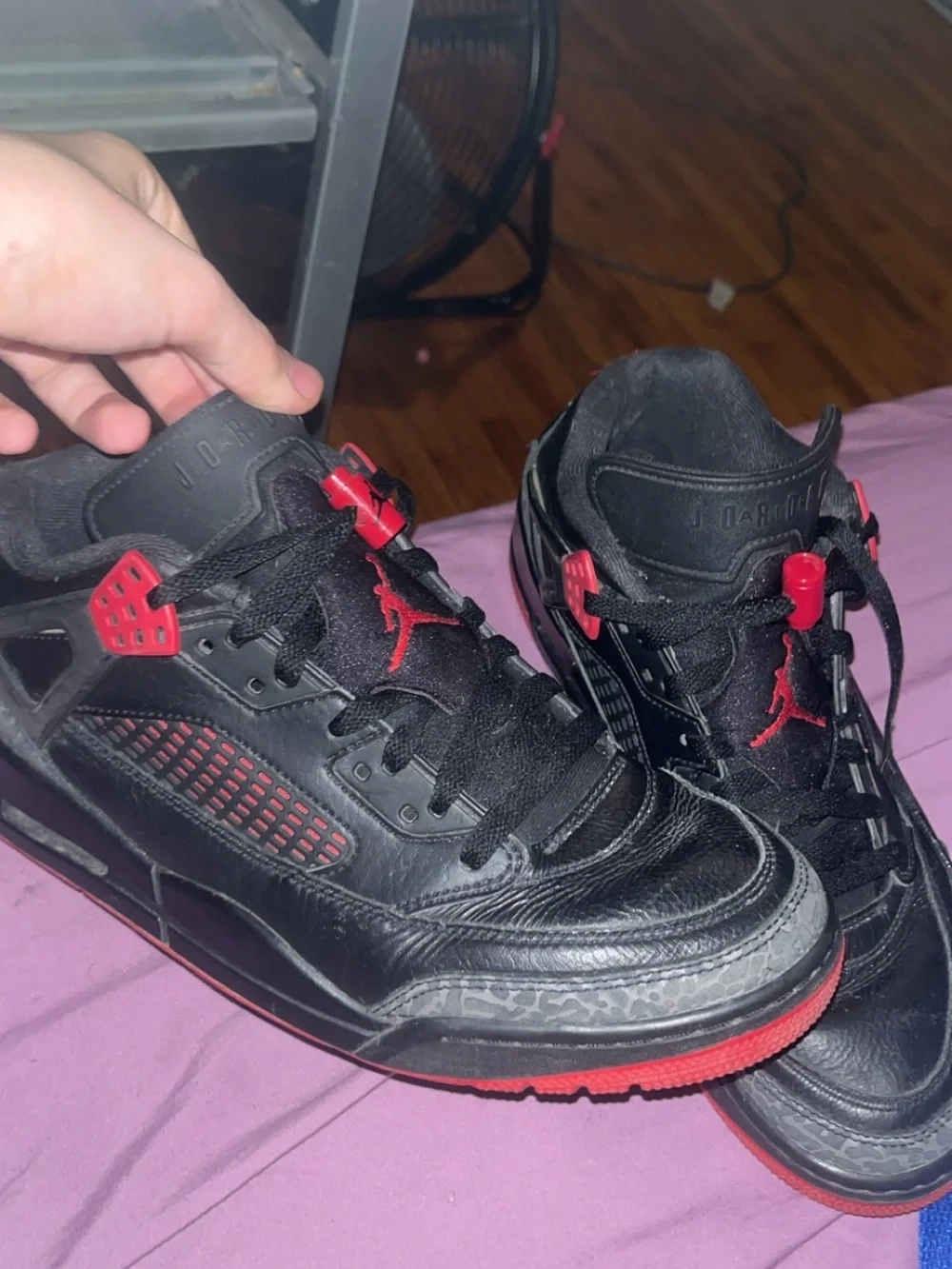 Jordan Black and Red Low-Top Basketball Sneakers